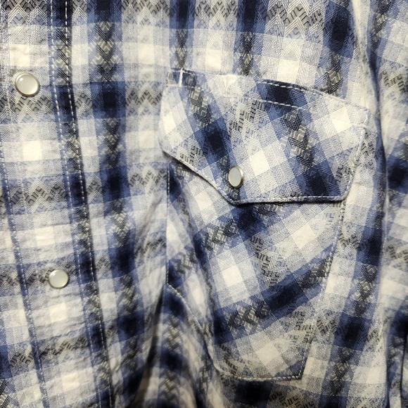 Wrangler western mens pearl snap button down plaid print shirt szxxl - Picture 7 of 12